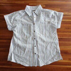 M Shirt Women's Super Cute Linen Blend Button Blouse